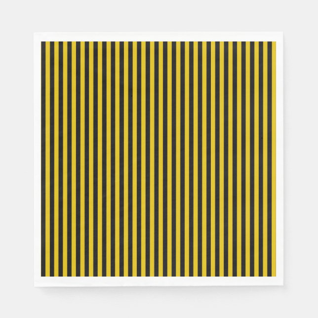 Yellow Gold and Black Plaid Striped Napkin (Front)