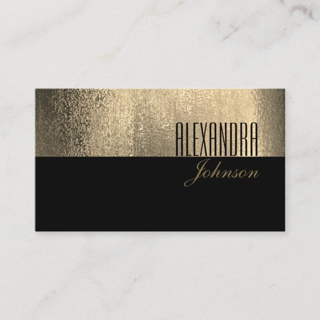 Yellow Gold and Black Simple Elegant Professional Business Card (Front)
