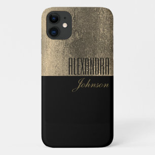 Yellow Gold and Black Simple Name iPhone 11 Case