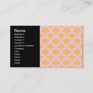 Yellow Gold and Pink Damask Pattern Business Card