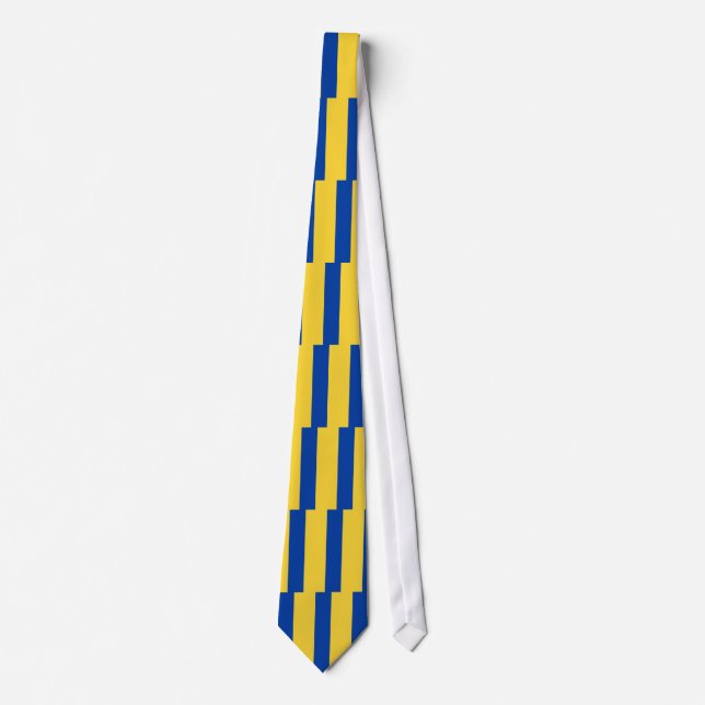 Yellow-Gold and Royal Blue Vertical-Striped Tie (Front)
