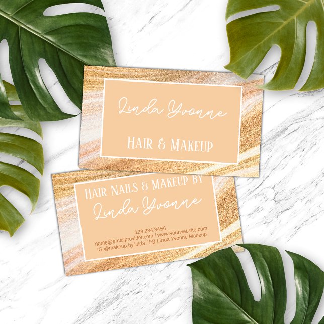 Yellow Gold Beige White Marble Agate Art Pattern Business Card (Creator Uploaded)