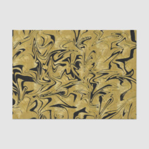 Yellow Gold & Black Elegant Glam Marble Swirl Tissue Paper