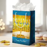 Yellow Gold Blue Hanukkah Menorah Peace Love Light Small Gift Bag<br><div class="desc">“Peace, love & light.” A close-up photo illustration of a bright, colourful, yellow and gold artsy menorah helps you usher in the holiday of Hanukkah in style. Feel the warmth and joy of the holiday season whenever you use this cute and fun personalised small gift bag. Matching cards, postage, stickers,...</div>