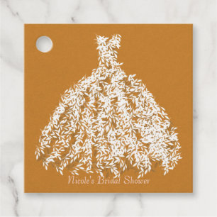 Yellow Gold Botanical Leaf Dress Bridal Shower Favour Tags