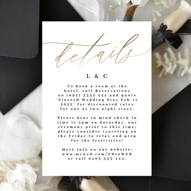 Yellow Gold Calligraphy Modern Wedding Enclosure RSVP Card (Creator Uploaded)