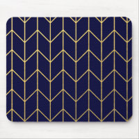 Yellow Gold Chevron Navy Blue Modern Chic