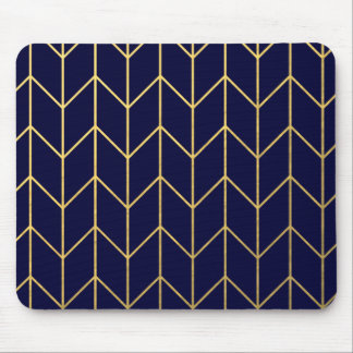 Yellow Gold Chevron Navy Blue Modern Chic Mouse Pad
