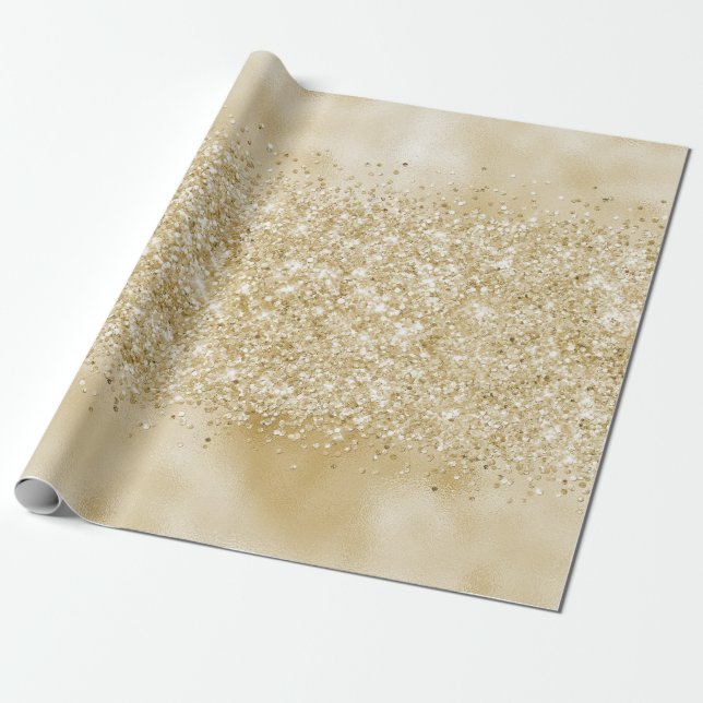 Yellow Gold Confetti Glitter    Wrapping Paper (Unrolled)