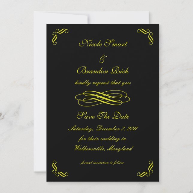 Yellow Gold Fairy Tale Save The Date (Front)