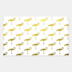 Yellow Gold Flamingo Faux Metallic Foil Tropical Rectangular Sticker