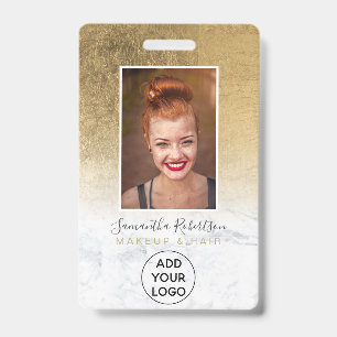 Yellow gold foil marble logo employee photo pass ID badge