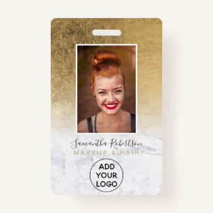Yellow gold foil marble logo employee photo pass ID badge