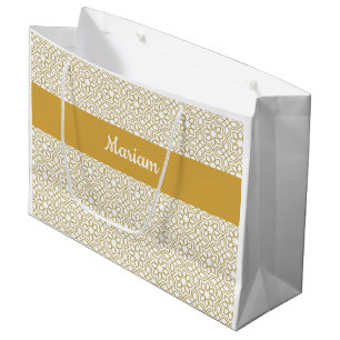 Yellow Gold Geometric White Monogram Name Large Gift Bag
