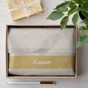 Yellow Gold Geometric White Tissue Paper