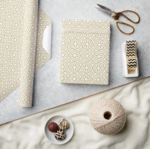 Yellow Gold Geometric White Wrapping Paper