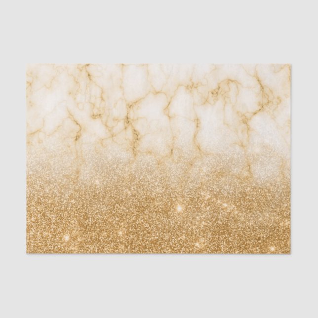 Yellow Gold Glitter look Fading ombre Marble Tissue Paper (Front)
