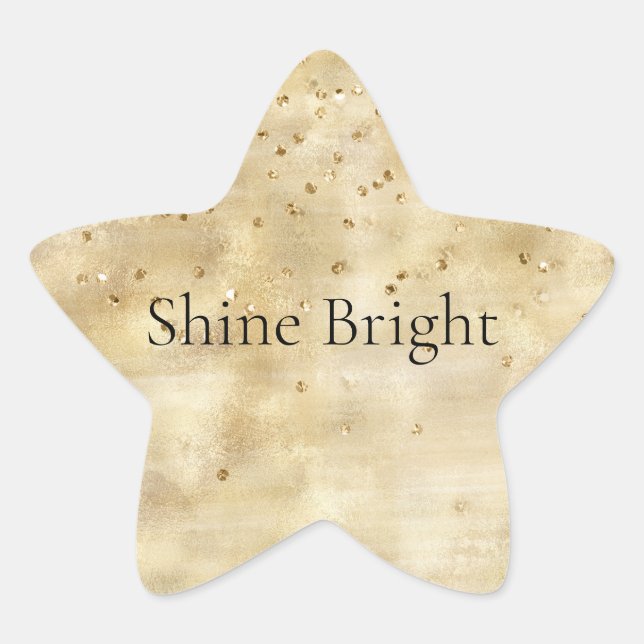 Yellow Gold Glitzy Confetti Sparkle    Star Sticker (Front)