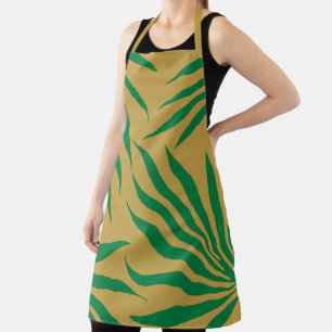 yellow gold Green Leaf Tribal Pattern Africa Apron