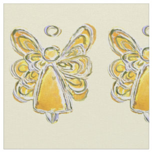 Yellow Gold Guardian Angel Art Fabric Material