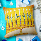 Yellow Gold Hanukkah Menorah Peace Love and Light