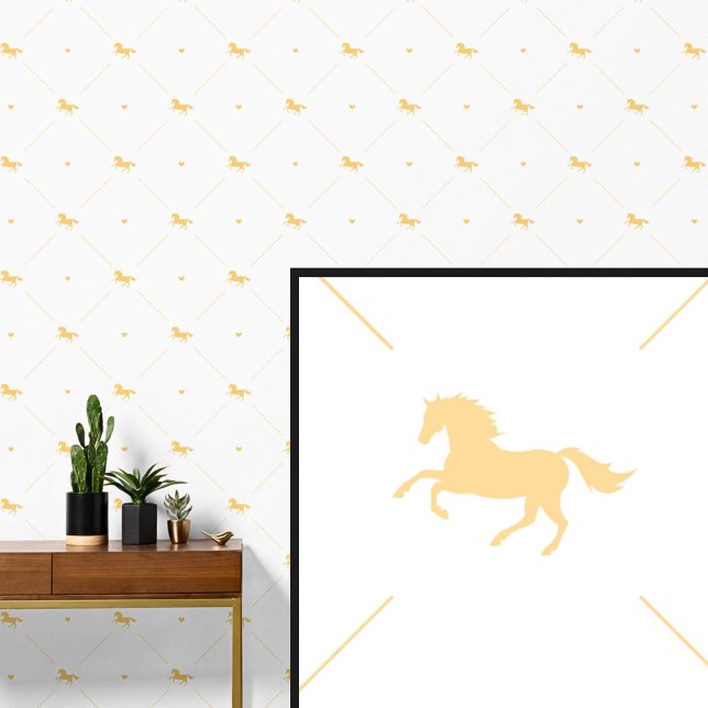 Yellow Gold Horse on White Wallpaper (Creator Uploaded)