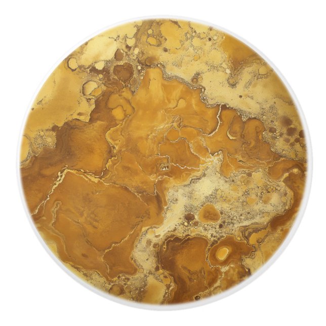 Yellow Gold Marble Pattern Ceramic Knob (Front)