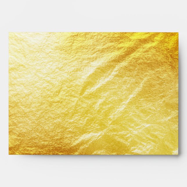 Yellow Gold Metal Foil Faux Glitter Wedding Envelopes (Front)