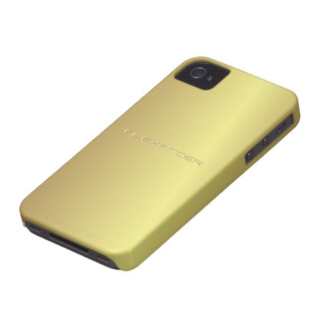 Yellow Gold Metal Pattern-Custom Text Case-Mate iPhone Case (Bottom)