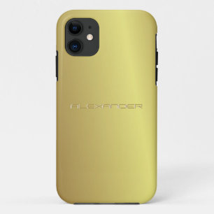 Yellow Gold Metal Pattern-Custom Text iPhone 11 Case