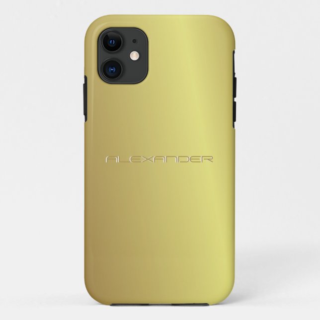 Yellow Gold Metal Pattern-Custom Text Case-Mate iPhone Case (Back)
