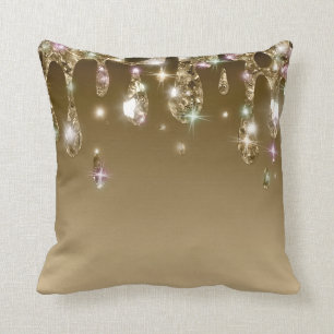*~* Yellow GOLD Metallic AP7 Drip Dripping GLITTER Cushion