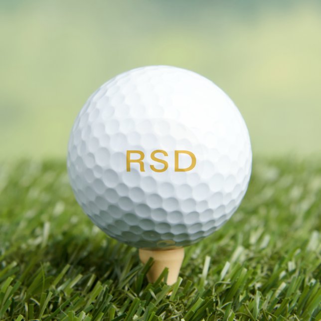Yellow Gold Monogram Initials Personalised  Golf Balls (Insitu Tee)