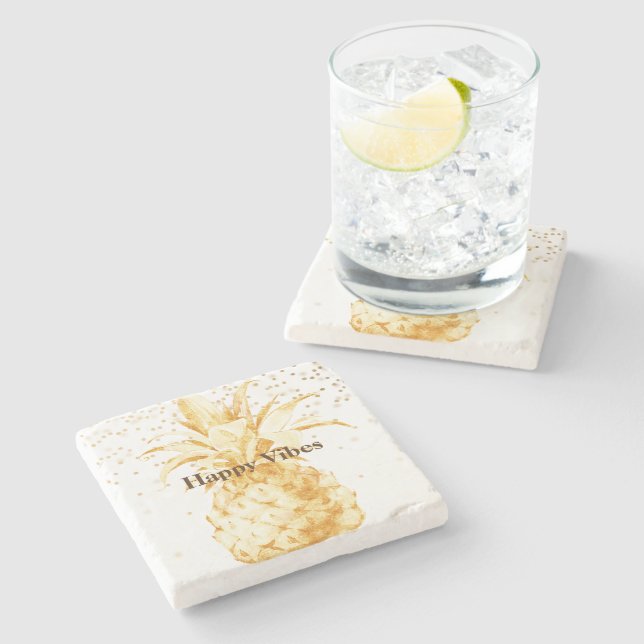 Yellow Gold Pineapple Stone Coaster (Side)