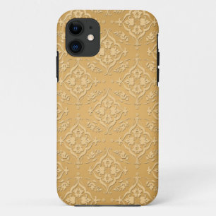 Yellow Gold Saffron Damask Pattern iPhone 11 Case