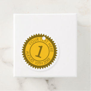Yellow gold star circle seal design custom favour tags