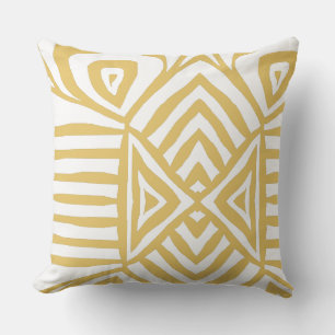 yellow gold Tribal Maze Mud Cloth Pattern African Cushion
