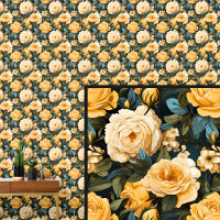 Yellow Gold Vintage Rose Floral Shabby Chic