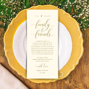 Yellow Gold Wedding Place Setting Thank You Card