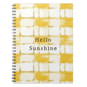 Yellow Gold White Plaid Stripes Notebook