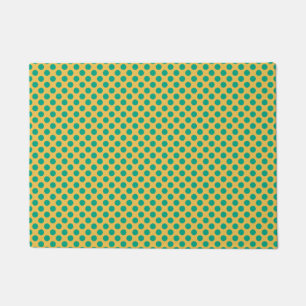 Yellow Gold With Emerald Green Polka Dots Doormat