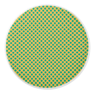 Yellow Gold with Emerald Green Polka Dots STaylor Ceramic Knob