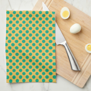Yellow Gold with Emerald Green Polka Dots STaylor Tea Towel