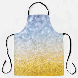 Yellow golden and blue bokeh background. Festive c Apron