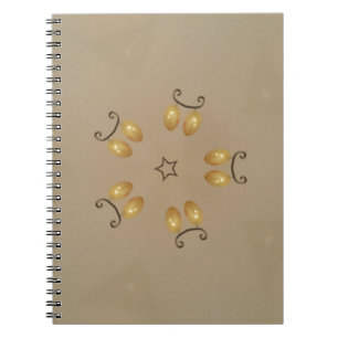 Yellow Golden Egg Pattern Easter Eggs Rustic Beige Notebook