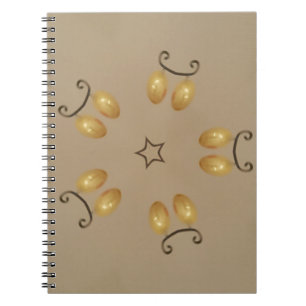 Yellow Golden Egg Pattern Easter Eggs Rustic Beige Notebook