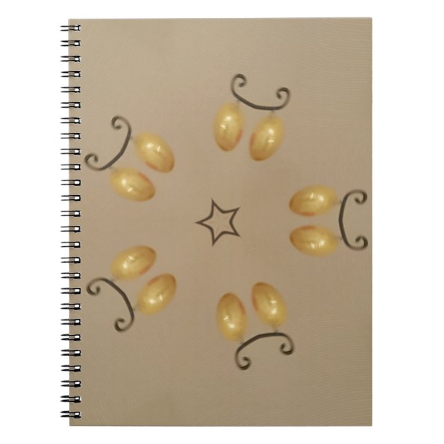 Yellow Golden Egg Pattern Easter Eggs Rustic Beige Notebook (Front)