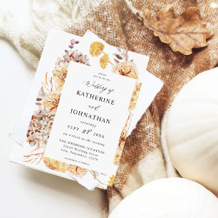 Yellow Golden Floral Wedding Invitation