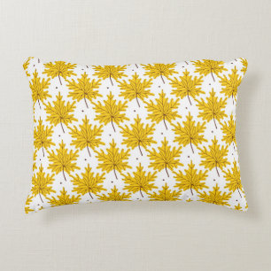 Yellow golden maple leaves pattern. Autum Decorative Cushion
