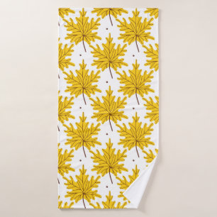 Yellow golden maple leaves seamless pattern. Autum Bath Towel